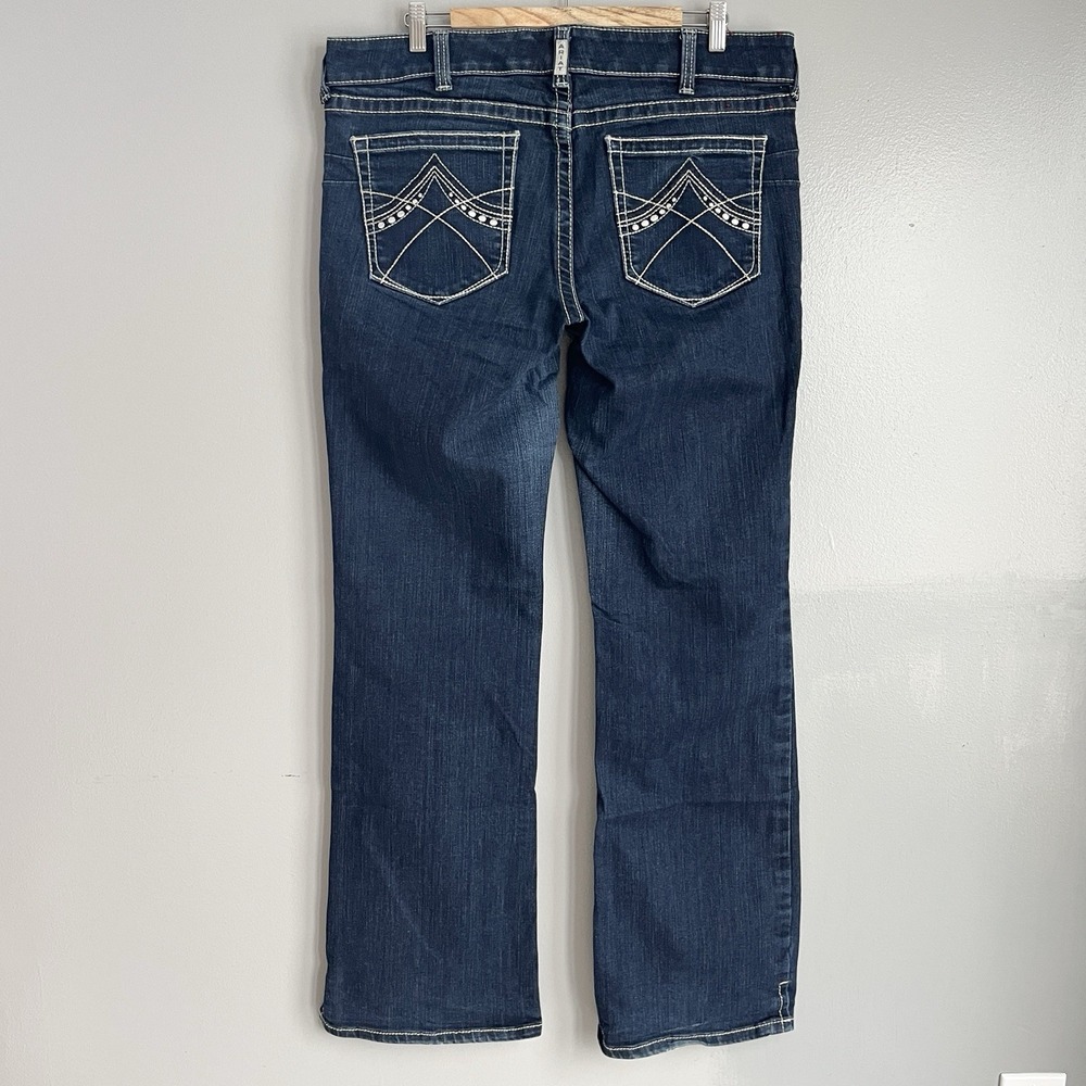 Ariat Real Denim Women's Bootcut Jeans Dark Wash Embroidered Pockets 34 L